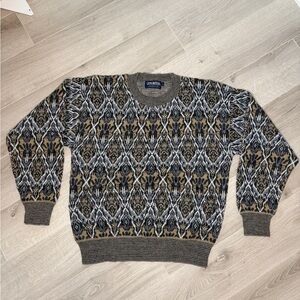 Vintage Puritan Geometric Knit Sweater Mens Large